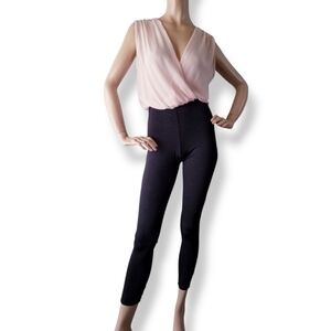 Pint Shop Cream & Black Color Block Mixed Media Jumpsuit